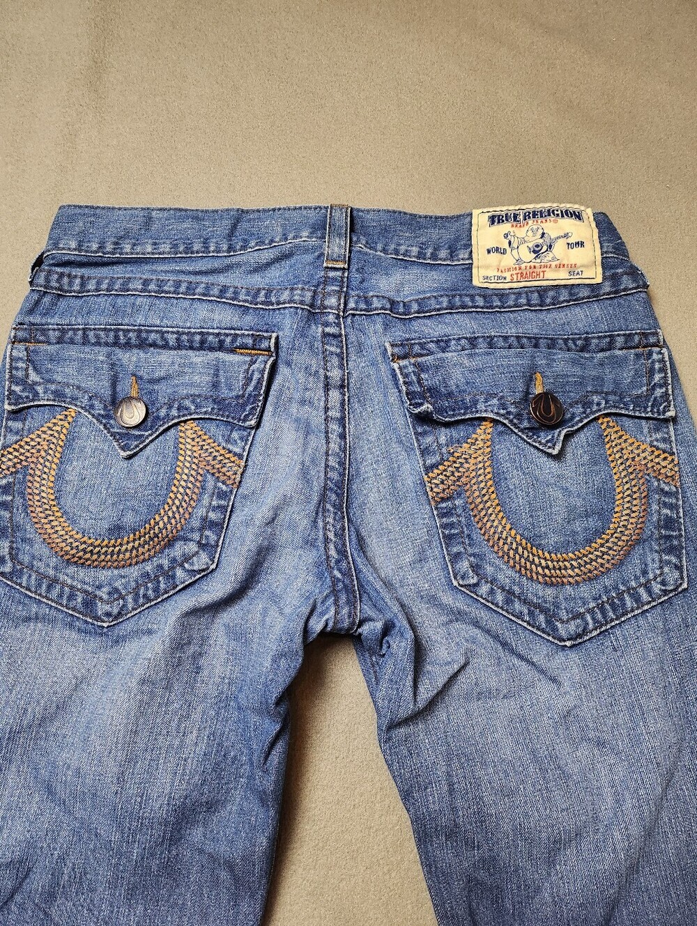 True religion jeans made in USA Straight leg 100% cotton Sz 34 - Hemmed - Picture 2 of 14